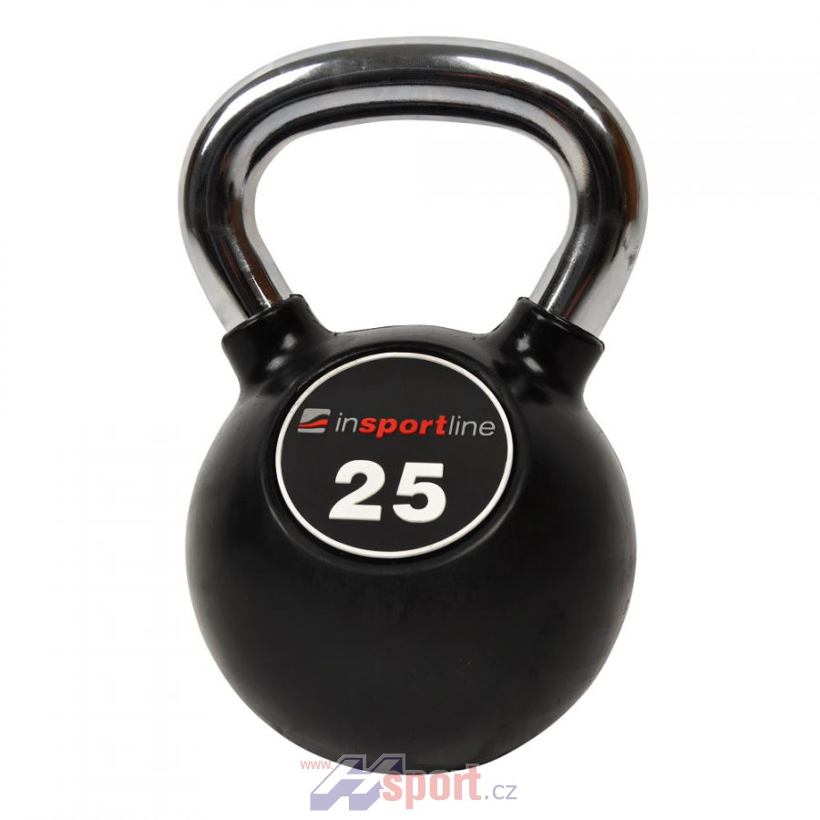 Pogumovaná činka inSPORTline s chromovou rukojetí Ketlebel 25 kg