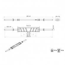 Obouruční olympijská osa s šikmými úchopy 205 cm