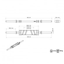 Obouruční olympijská osa s šikmými úchopy 165 cm