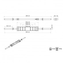 Obouruční olympijská osa s paralelními úchopy 205 cm