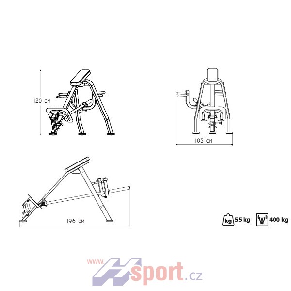 Posilovací stroj - veslování s oporu Marbo MP-U208