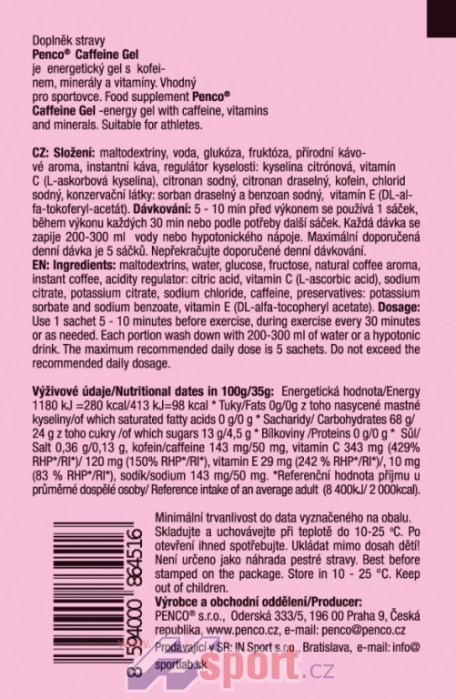 Penco Energy Gel s kofeinem 35 g