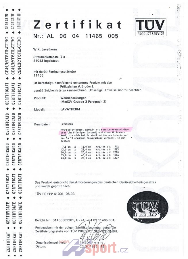 Hřejivý a chladivý obklad Lavatherm 12 x 7.5 cm