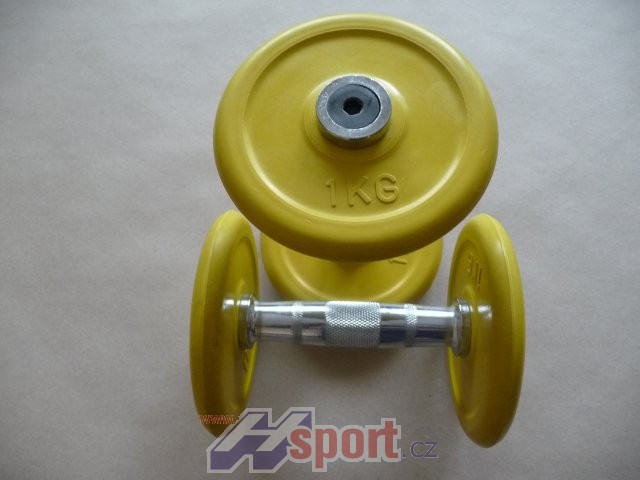 Jednoruční činka stabilní 3kg - guma barva