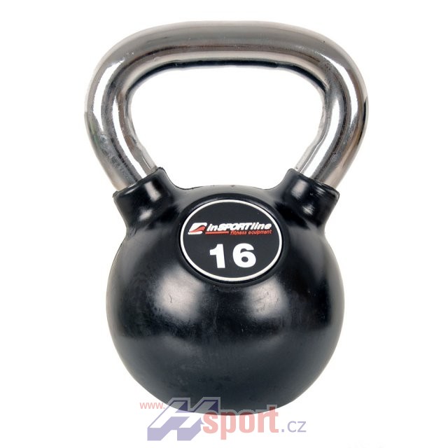 Pogumovaný Ketlebel s chromovanou rukojetí - 16kg