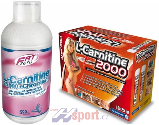 Aminostar Carnitin 25000 s chromem 500ml + Carnitin 2000 10 amp ZDARMA