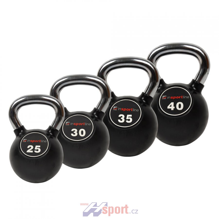 Pogumovaná činka inSPORTline s chromovou rukojetí Ketlebel 35 kg