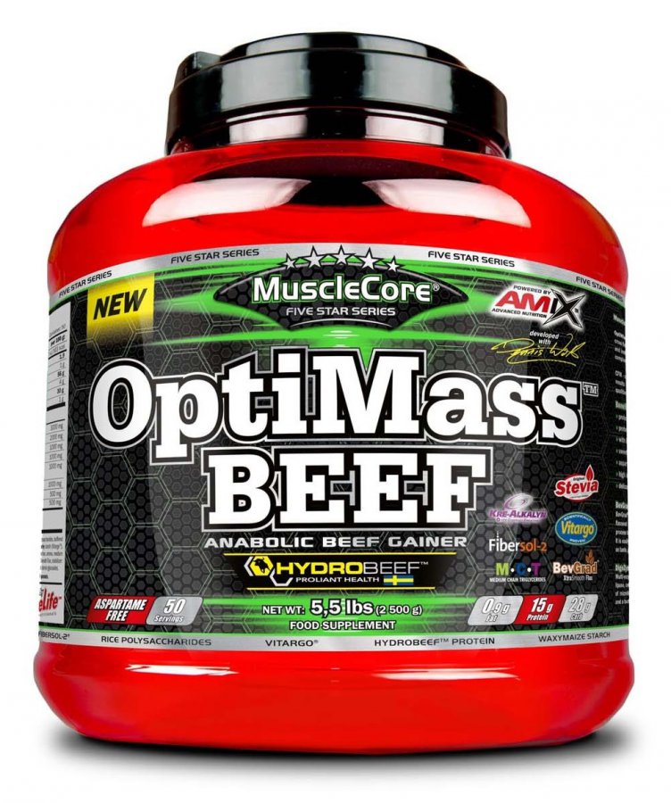 Amix Nutrition Amix MuscleCore OptiMass Beef Gainer 2500 g - lesní plody